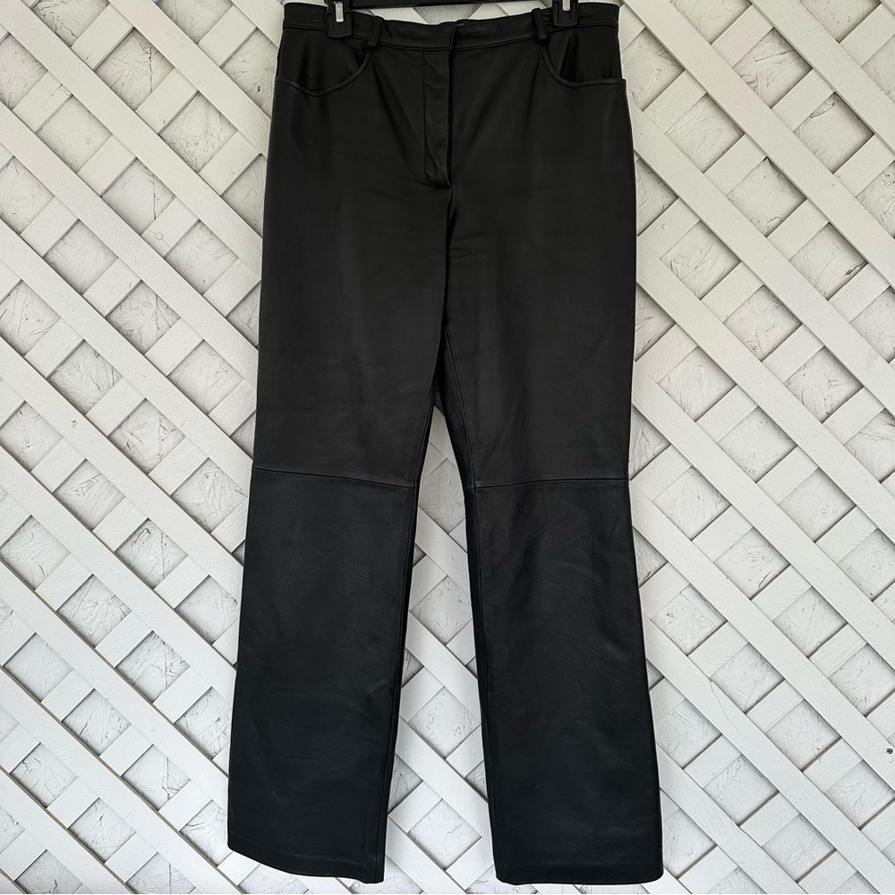 VTG Laura Leigh LTD Black Genuine Leather Pants Biker Bikercore Motorcycle sz10